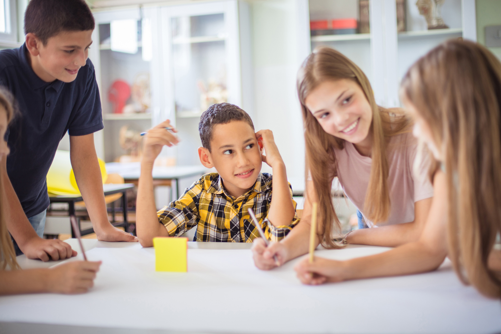 Students engaged in mathematical thinking