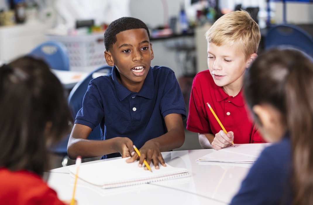 Students engaging in mathematical thinking